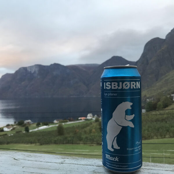 Cerbeza noruega en un fiordo